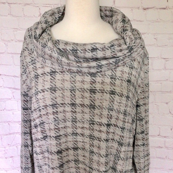 Tribal Gray and Purple Cowl Neck Sweater - Size Large - Picture 2 of 7